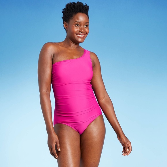 Kona Sol Other - Kona Sol Scallop One Shoulder One Piece Swimsuit